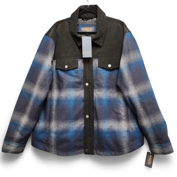 Pendleton Timberline Insulated Shirt Jacket Mens XXL Blue Paid Wool Blend NEW